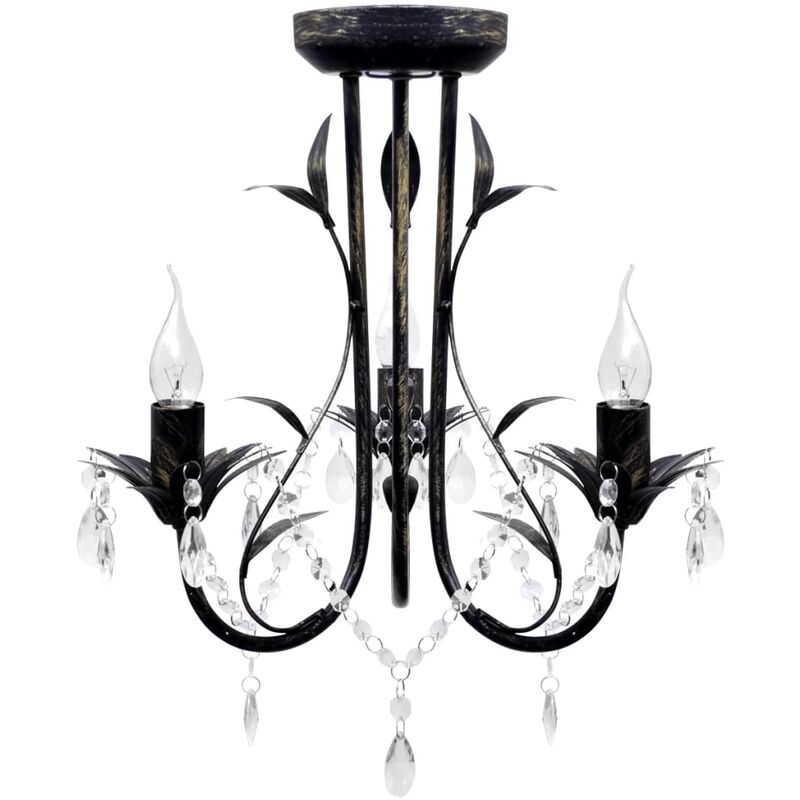 De Araña Candelabro negro estilo art nouveau 3 e14 vidaxl cuentas cristal 40 3xe14