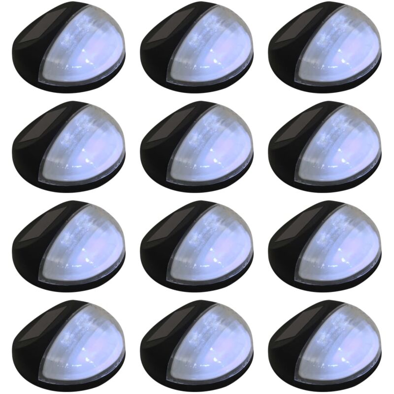 Lámparas solares LED de pared exterior redonda 12 uds negro vidaXL