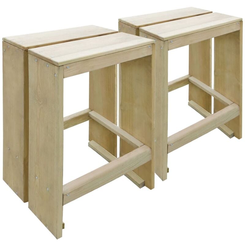 2 Bancos De bar para exterior vidaxl pino impregnado taburetes unidades madera fsc 2x 40x30x80