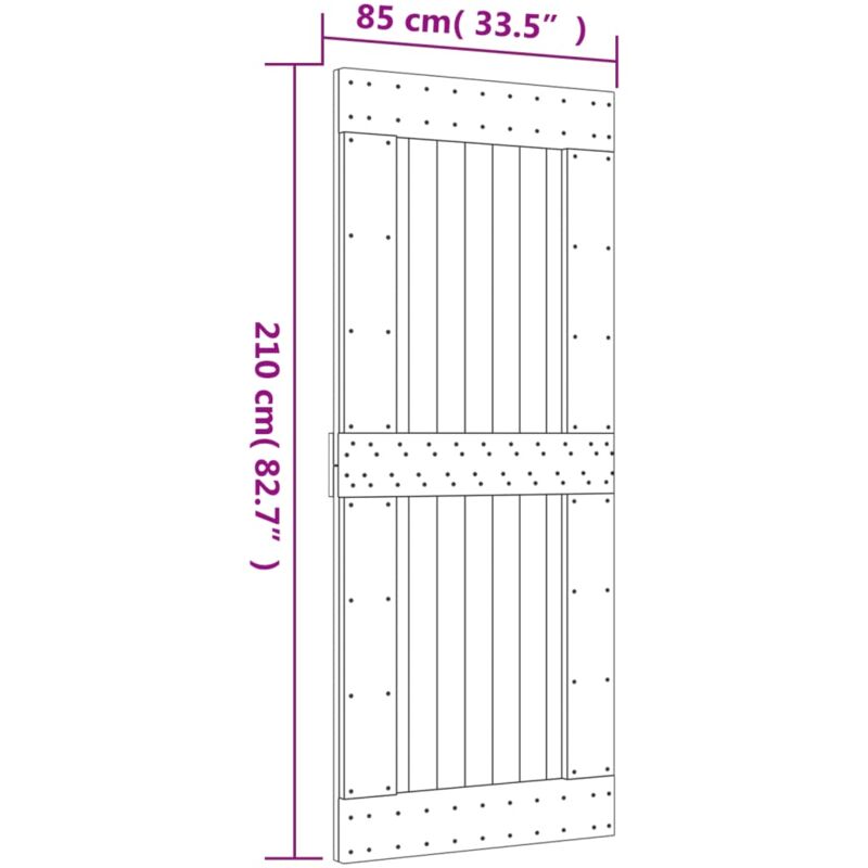 Puerta corredera con herrajes madera maciza de pino 85x210 cm