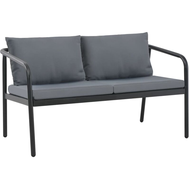 Vidaxl Sofá 2 plazas aluminio gris asiento mueble de con cojines