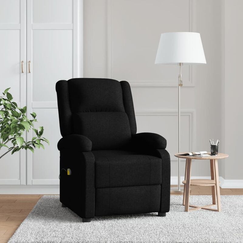 Sillón orejero reclinable eléctrico tela negro vidaXL