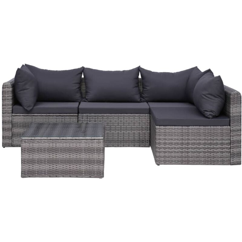 Set de muebles de jardín y cojines 5 pzas. ratán sintético gris vidaXL