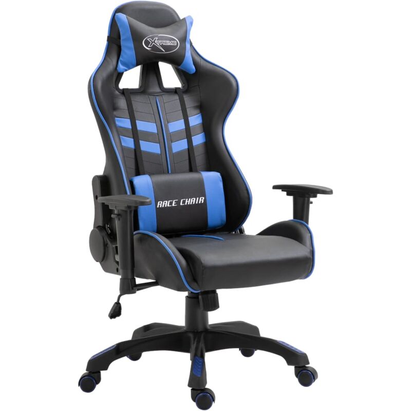 Silla de gaming de cuero sintético azul vidaXL