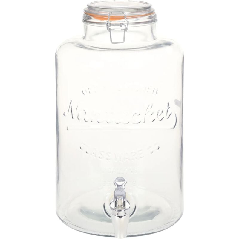 Vidaxl Dispensador De agua xxl con grifo vidrio transparente 8 l bebidas cristal 18.7 36