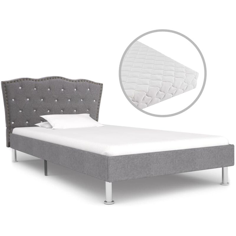 Cama Con Tela gris claro 90x200 cm y vidaxl tejido compatible 2574