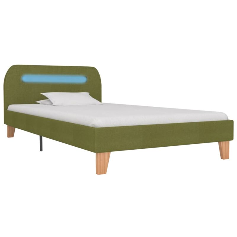 Estructura de cama con LED tela verde 90x200 cm vidaXL