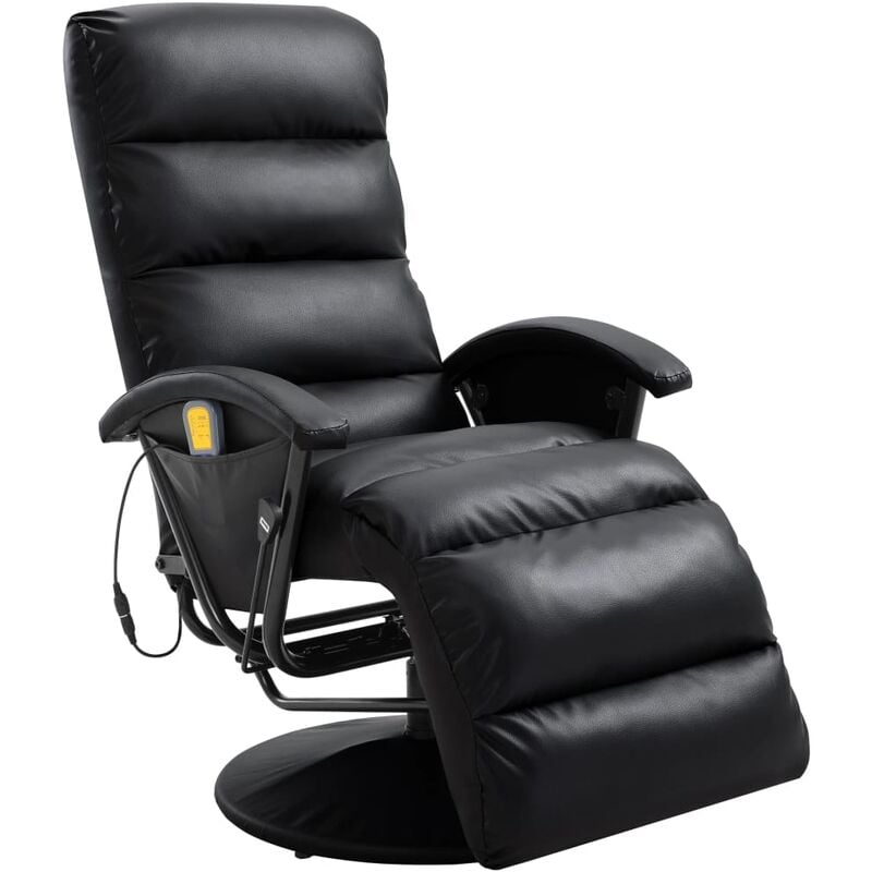 Sillón de masaje reclinable para TV cuero sintético negro vidaXL