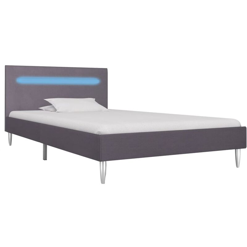 Estructura de cama con LED tela gris 90x200 cm vidaXL