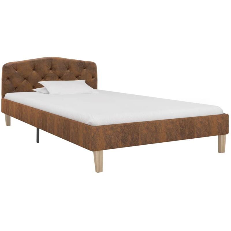 Estructura de cama de piel de ante artificial marrón 90x200 cm vidaXL