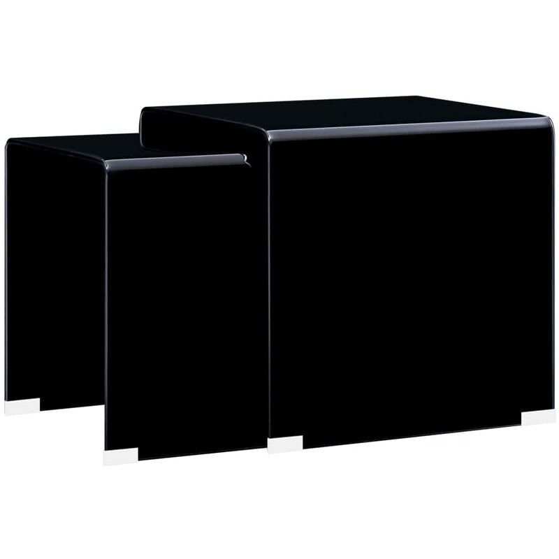 Mesa centro apilables 2 pzas vidrio templado negro 42x42x41,5cm vidaXL