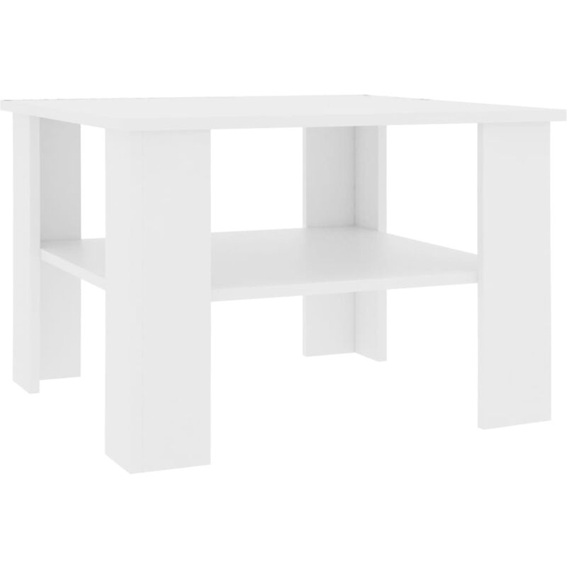 Mesa de centro madera contrachapada blanco 60x60x42 cm vidaXL