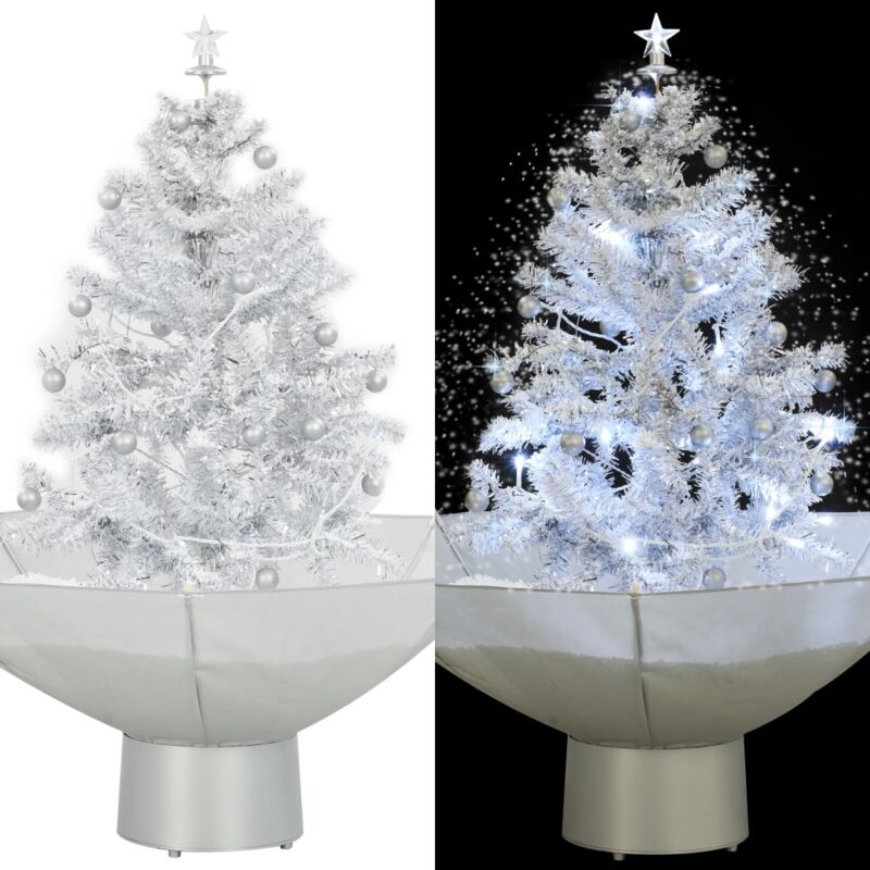 Árbol de Navidad con nieve con base en paraguas blanco 75 cm vidaXL