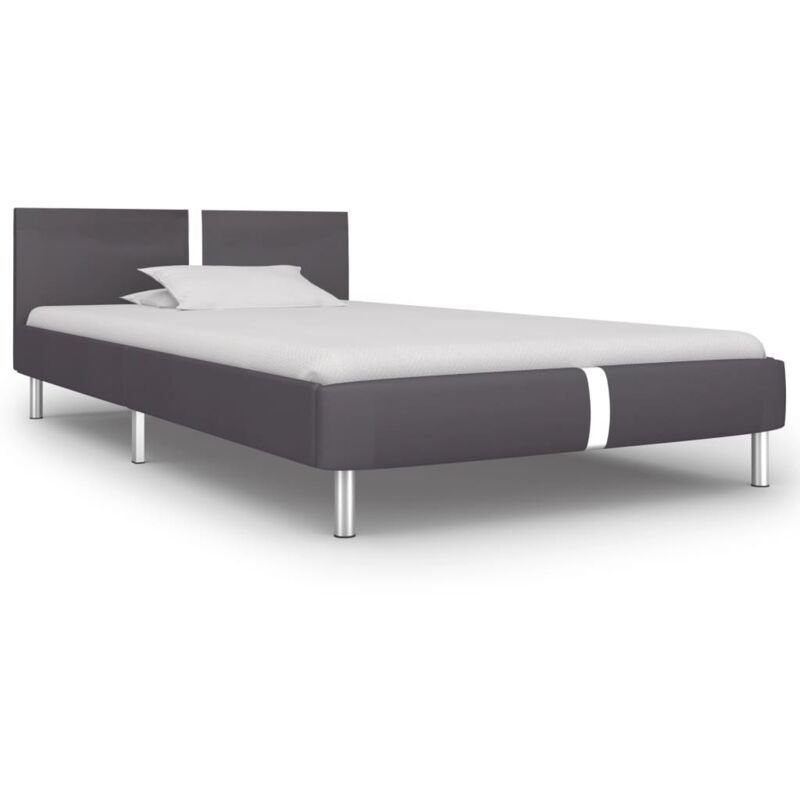 Estructura de cama de cuero sintético gris 90x200 cm vidaXL