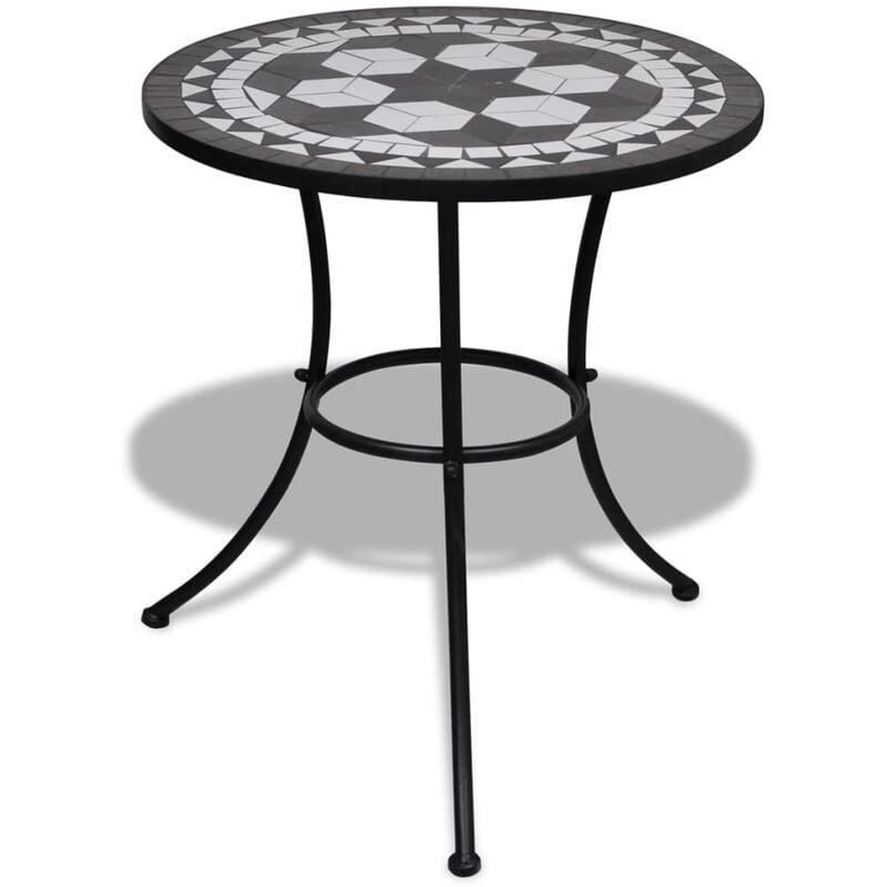 Mesa de bistro terraza mosaico negro y blanco 60 cm vidaXL