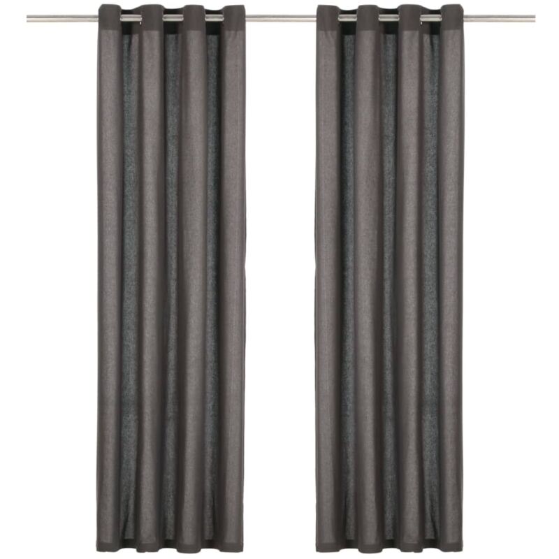 Cortinas Y Anillas metal 2 uds gris antracita 140x175cm