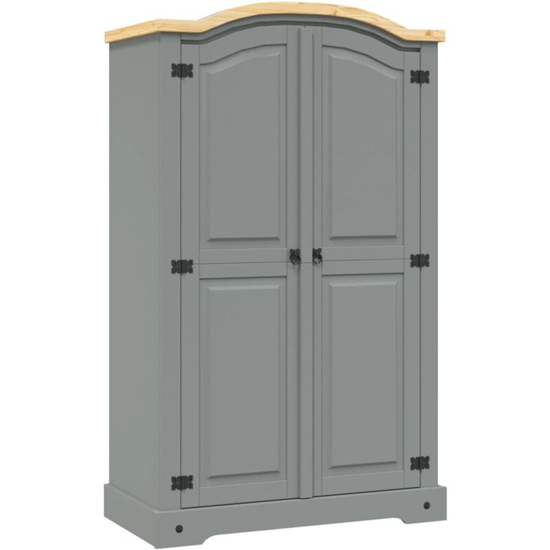 Armario madera de pino Mexicano estilo Corona gris 2 Puertas vidaXL