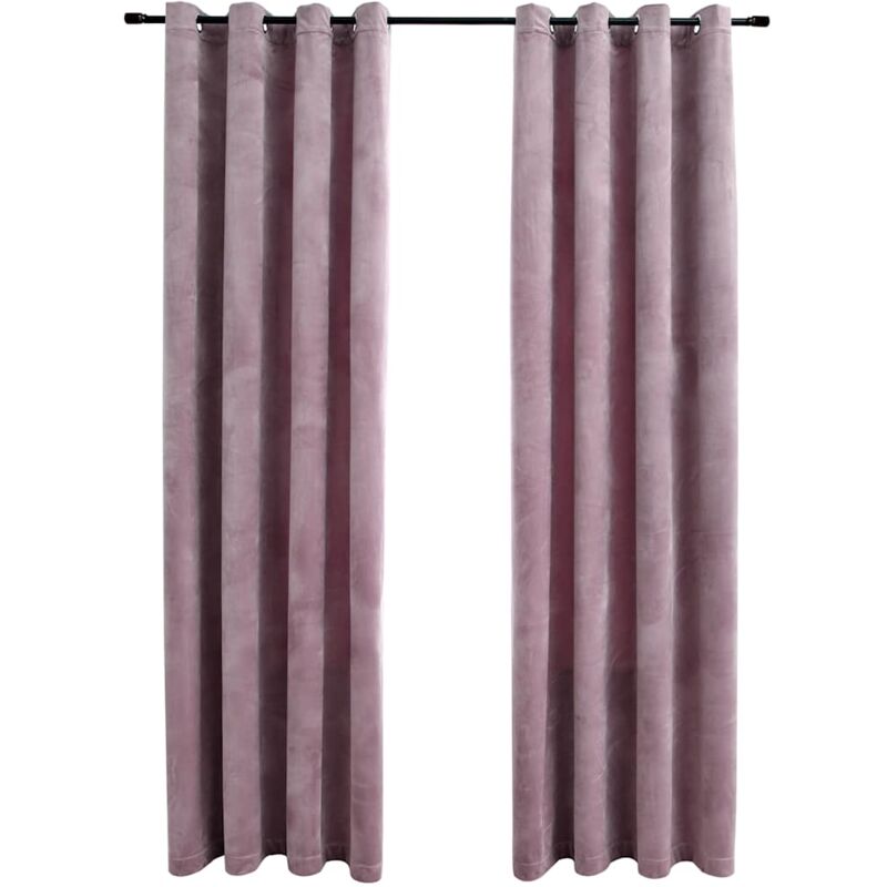 Cortinas opacas anillas 2 uds terciopelo rosa viejo 140x175 cm vidaXL