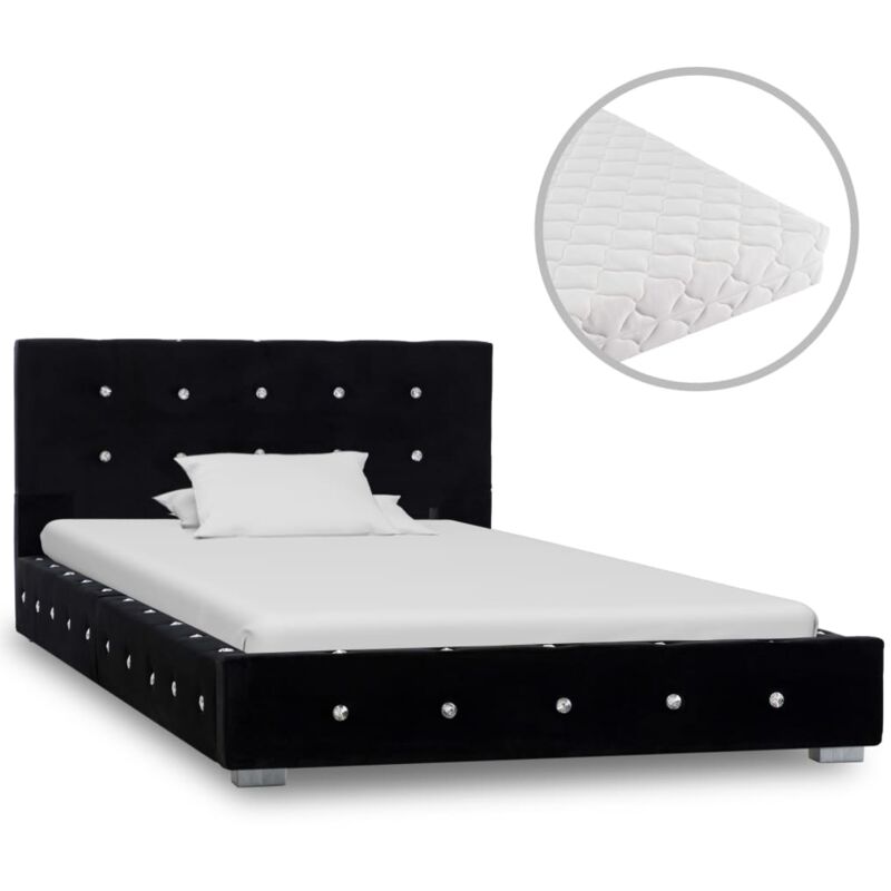 Cama con colchón de terciopelo negro 90x200 cm vidaXL