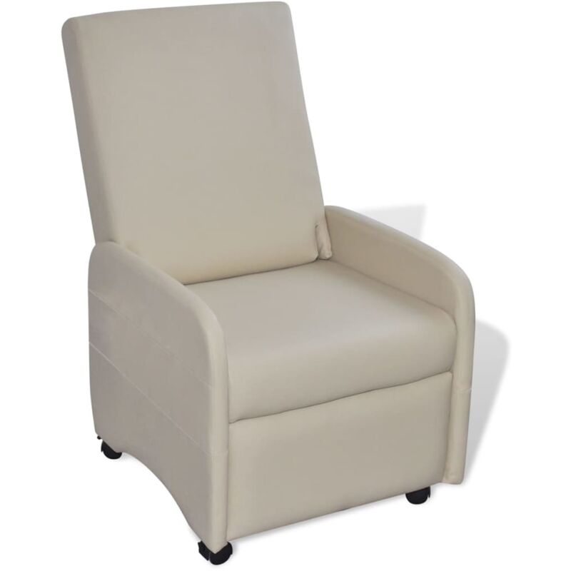 Sillón plegable de cuero sintético color crema vidaXL