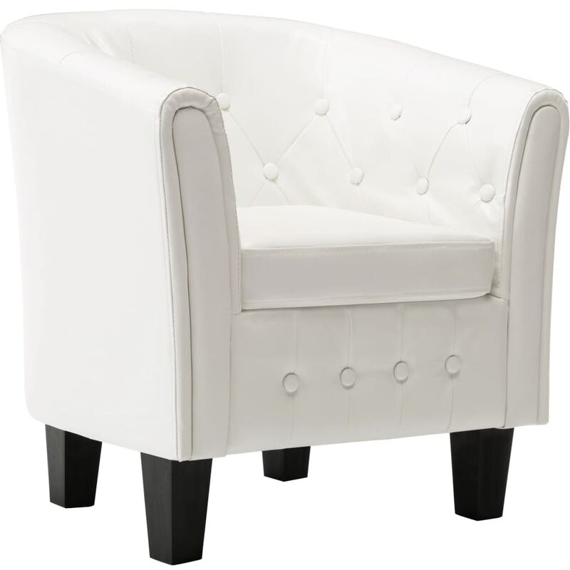 Sillón con diseño de cubo cuero sintético blanco vidaXL