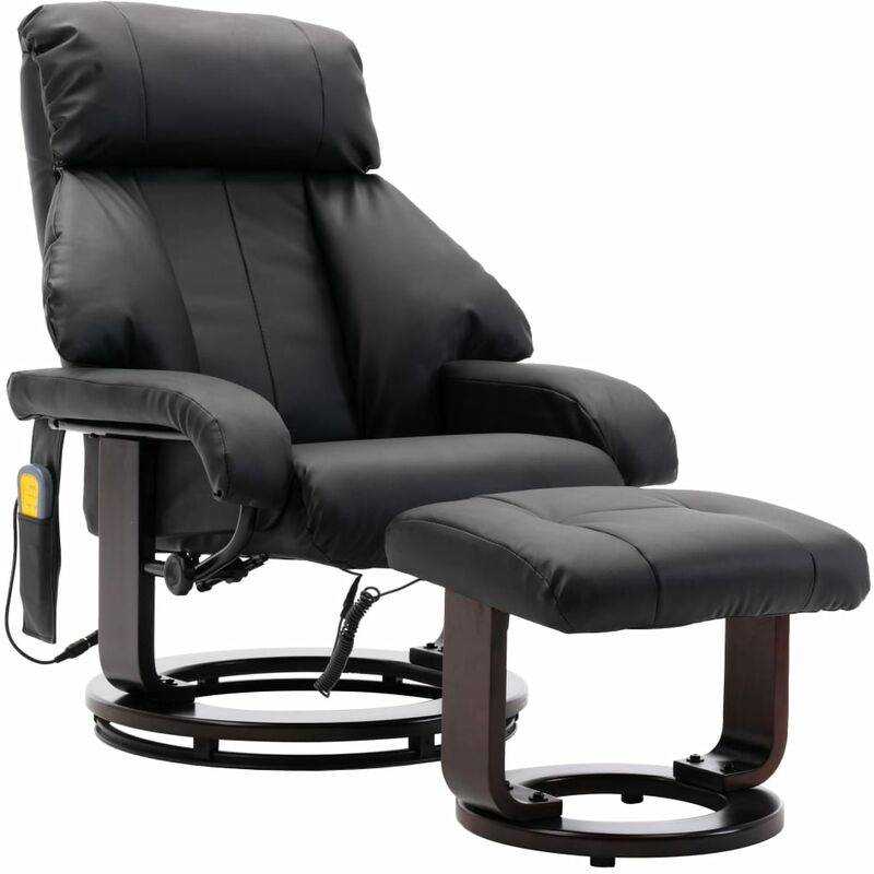 Sillón de masaje reclinable para TV cuero sintético negro vidaXL