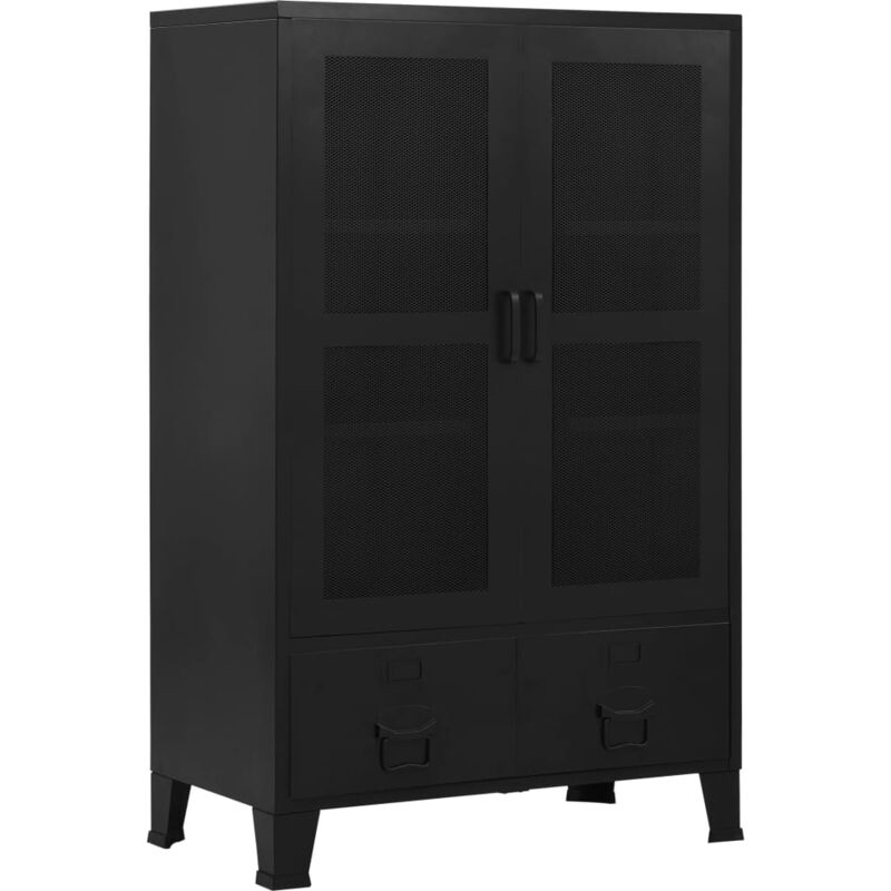 Armario oficina indutrial puertas malla acero negro 75x40x120cm vidaXL