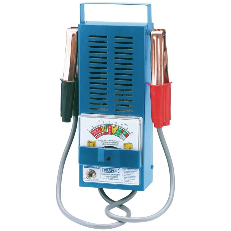 Comprobador de carga de batería azul 100 Amp Draper Tools