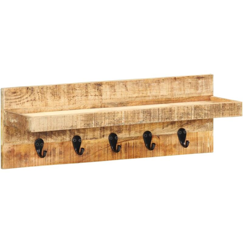 Perchero de pared madera maciza de mango sin tratar 60x15x20 cm vidaXL