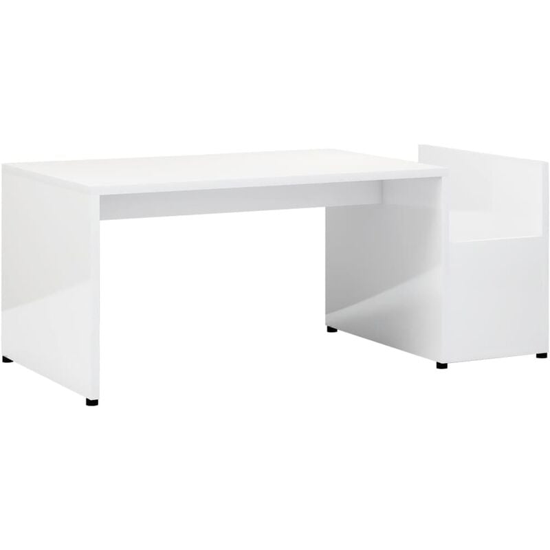 Mesa de centro blanco brillante contrachapada 90x45x35 cm vidaXL