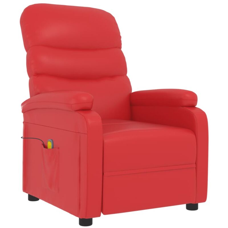 Sillón de masaje reclinable de cuero sintético rojo vidaXL