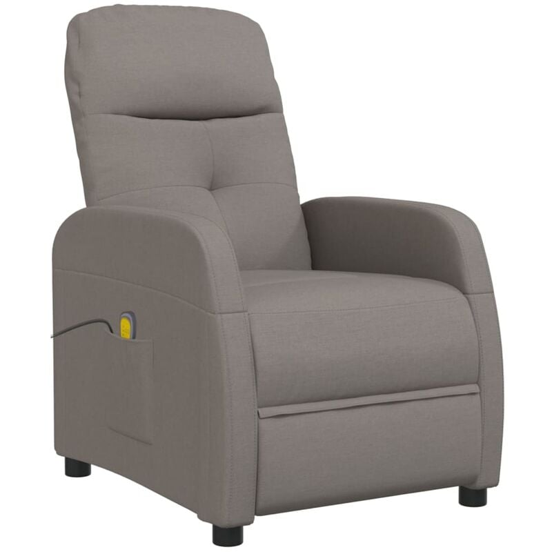 Sillón reclinable de masaje tela gris taupe vidaXL