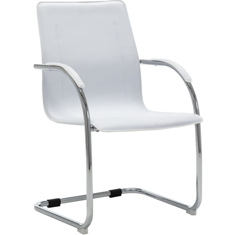 Silla de oficina voladiza de cuero sintético blanco vidaXL