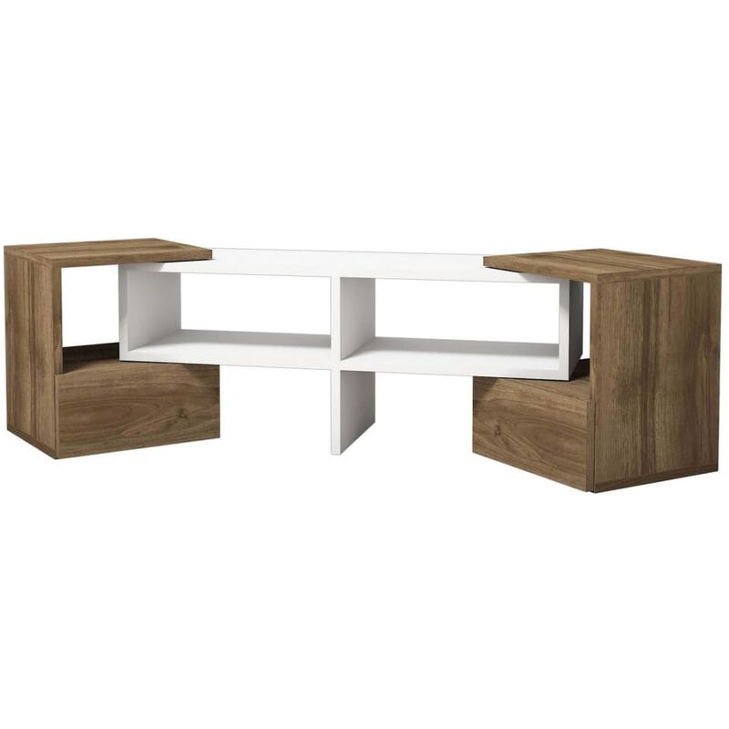 Mueble para TV Fold blanco y nogal 141,2x29,7x38,8 cm Homemania