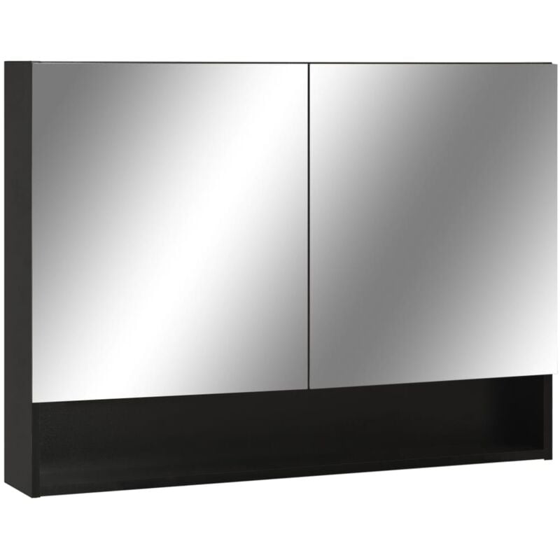 Armario de espejo de baño con LED MDF negro 80x15x60 cm vidaXL