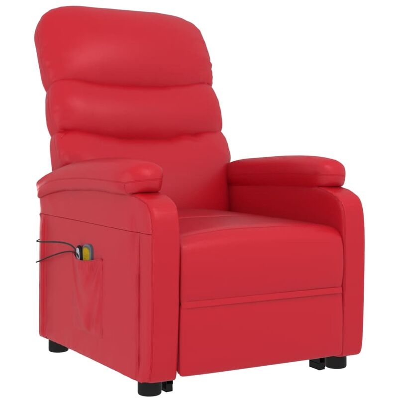 Sillón de masaje reclinable cuero sintético rojo vidaXL