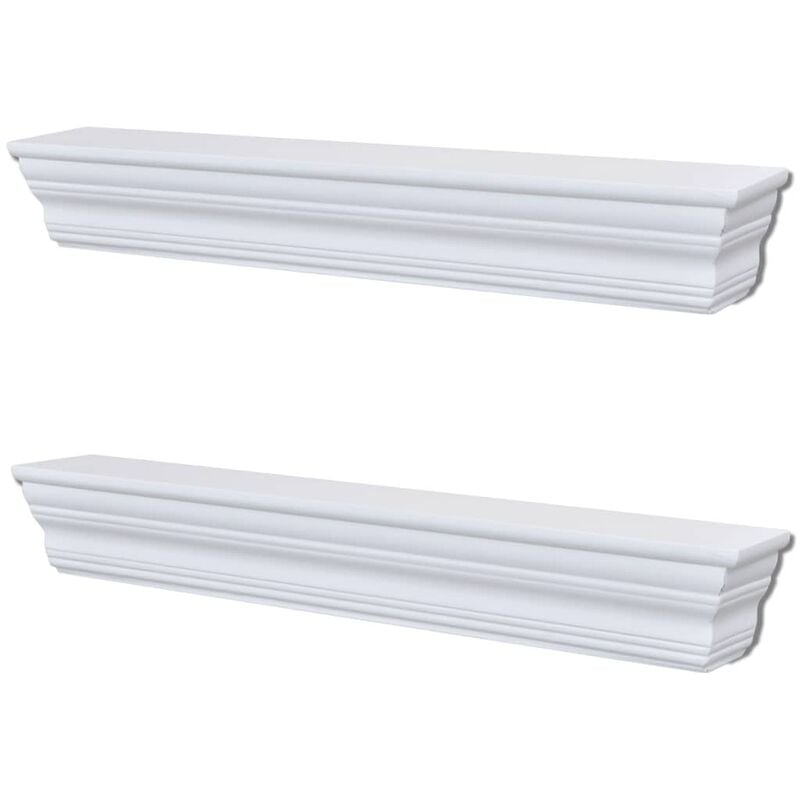 Vidaxl 2x Estanterías de pared elegante mdf blanco aaliyah balda 2 242439