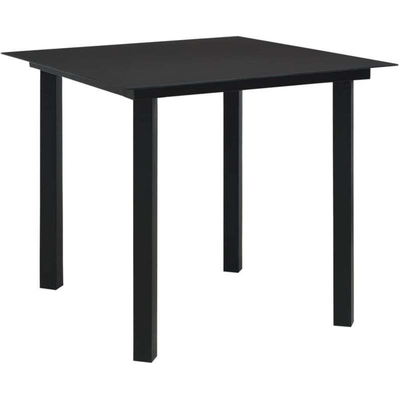 Mesa de comedor de jardín acero y vidrio negra 80x80x74 cm vidaXL