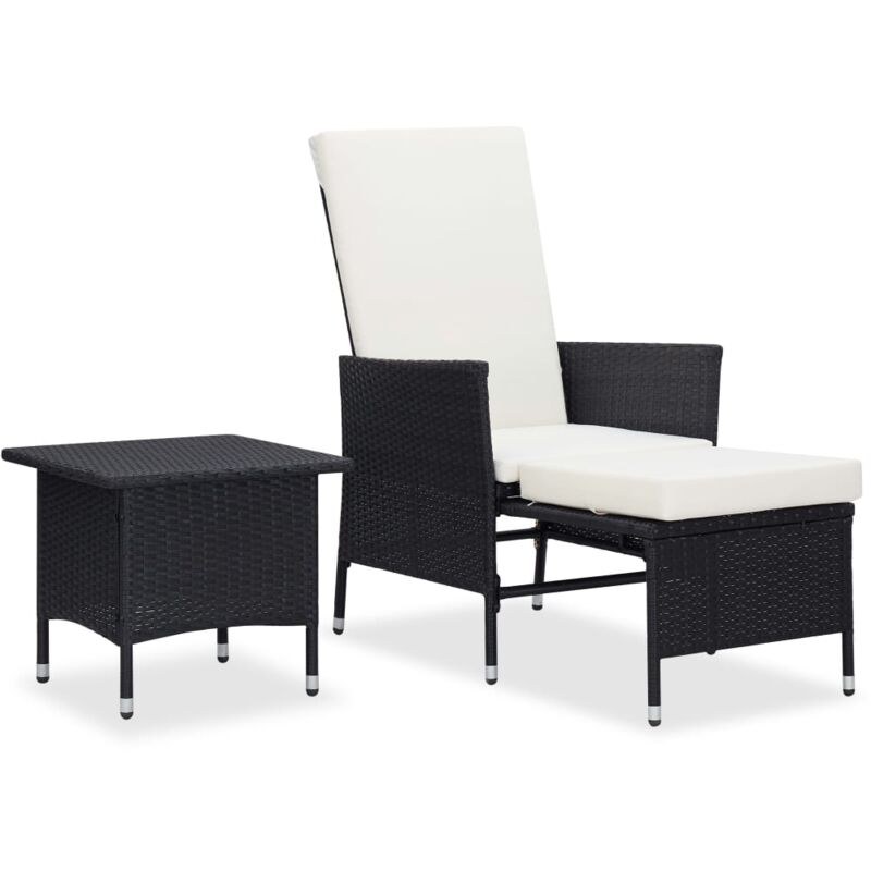 Set muebles de jardín 2 piezas y cojines ratán sintético negro vidaXL