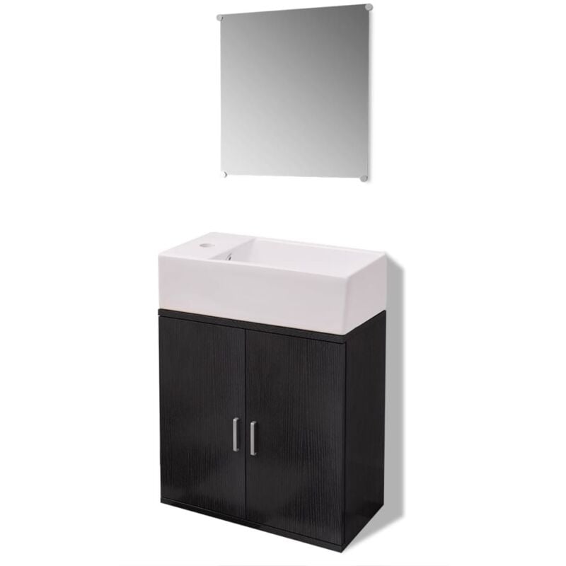 Conjunto de mueble y lavabo negro 3 piezas vidaXL