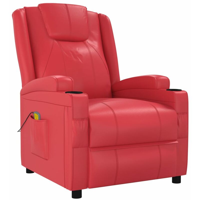 Sillón de masaje reclinable de cuero sintético rojo vidaXL