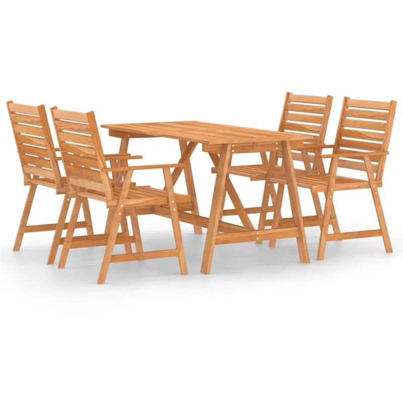 Juego de comedor para jardín 5 piezas madera maciza de acacia vidaXL