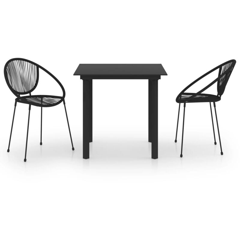 Juego de comedor jardín 3 piezas ratán PVC negro vidaXL