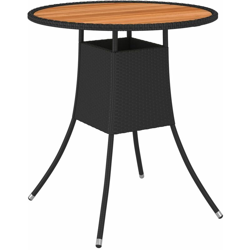 Mesa de comedor de jardín ratán sintético acacia negro Ø 70 cm vidaXL