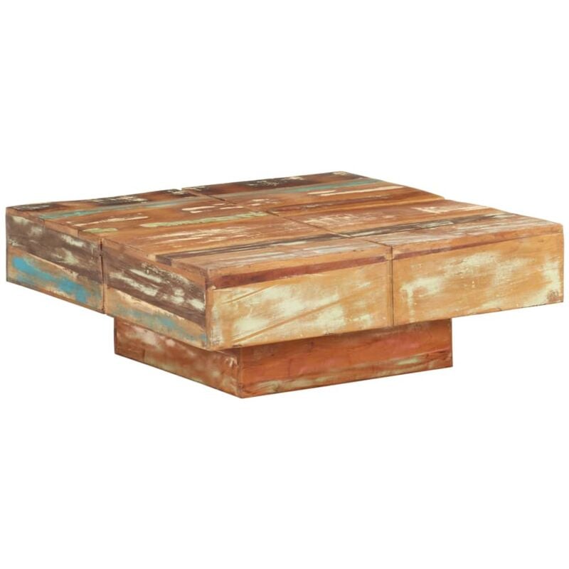 Mesa de centro de madera maciza reciclada 80x80x28 cm vidaXL