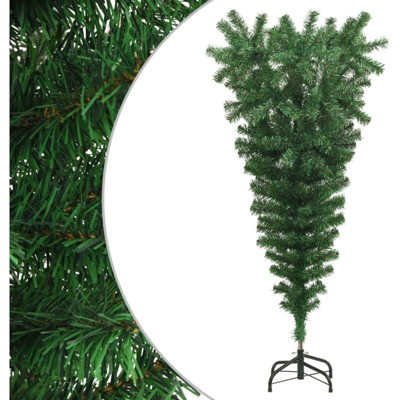 Árbol de Navidad artificial invertido con soporte verde 120 cm vidaXL