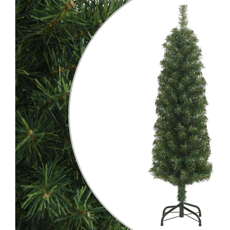 Árbol de Navidad artificial estrecho y soporte PVC verde 120 cm vidaXL