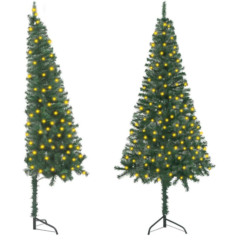 Árbol Navidad artificial de esquina LED y bolas verde 120 cm vidaXL