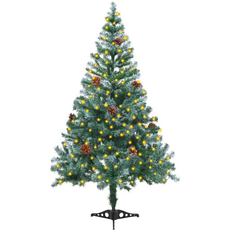 Árbol de navidad glaseado con LED y piñas 150 cm vidaXL