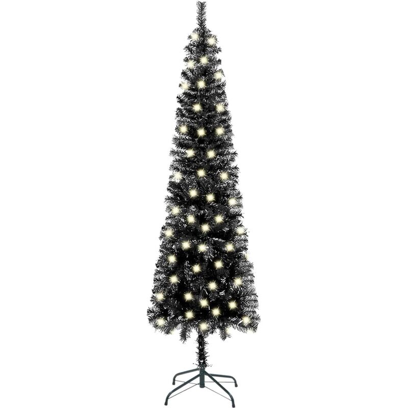 Árbol de Navidad estrecho con LED 120 cm negro vidaXL